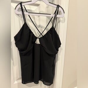 Lulu's Black Double Strap Ruffle Cami Top
